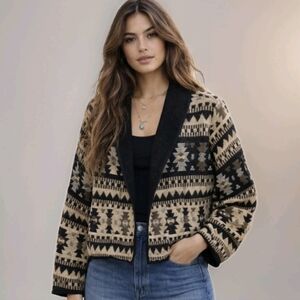 VTG Tapestry Jacket Sz 1X New Identity Southwestern Aztec Western Boho 90s